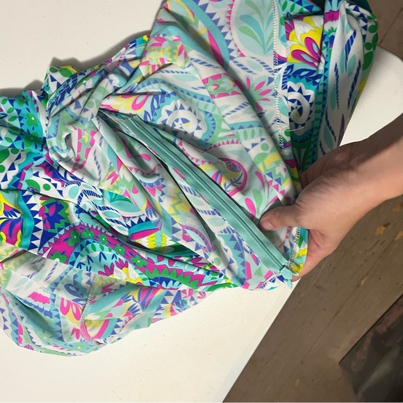 Jude Connally Blue Green Paisley Skort Skirt Built In Shorts XL H2 - Picture 6 of 8